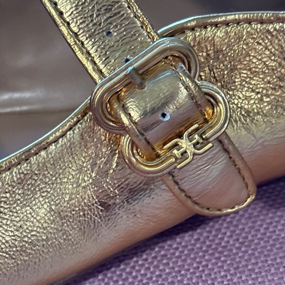 Sam Edelman Michaela in Medallion Gold Leather 7.5 with box Womens Flats Shoes - Picture 8 of 13